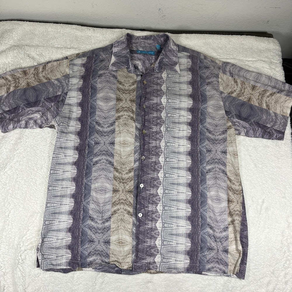 Vintage Tori Richard Mens Hawaiian Shirt Large Purple Made In Hawaii Cotton Lawn